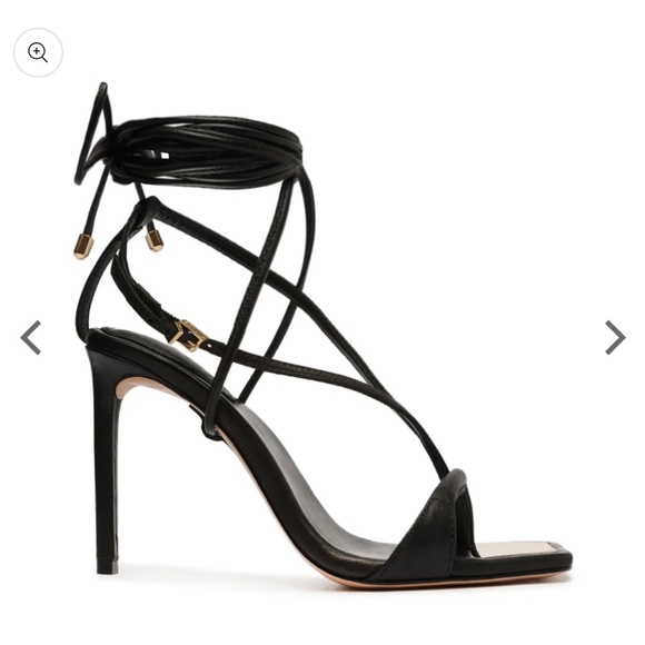 Schutz 3.9” Vikki Black Leather Strappy Lace Up Square Toe Stiletto Heel Sandals - Picture 1 of 7